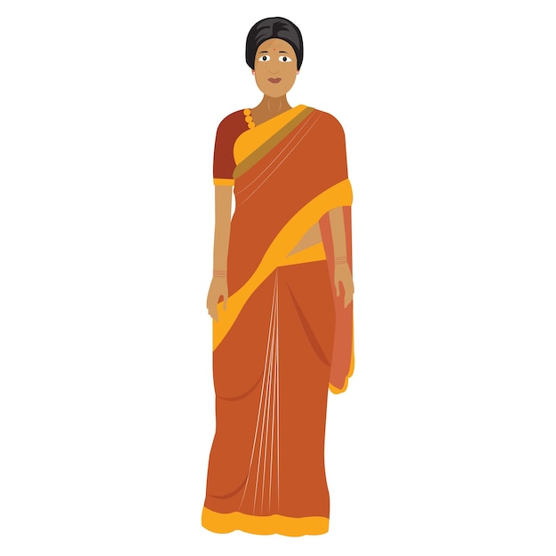 Illustration d'une vieille femme indienne portant un saree