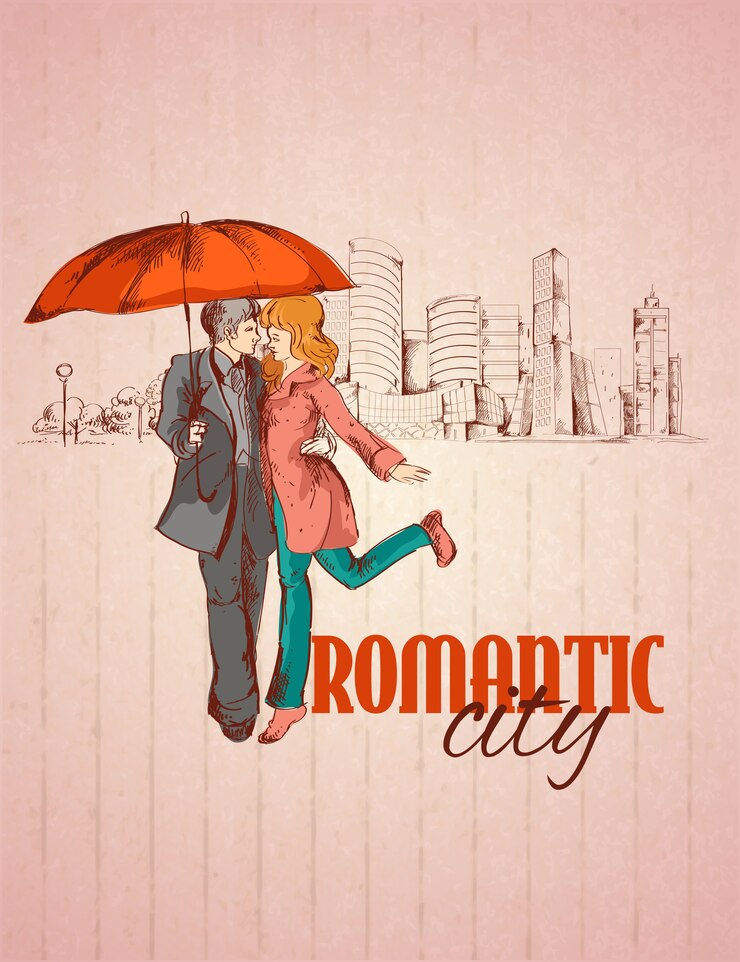 Vecteur illustration de la ville romantique