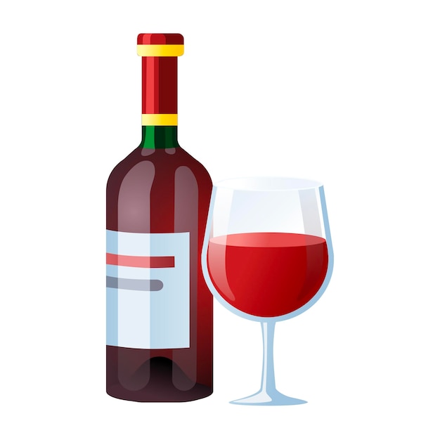 Illustration De Vin Rouge Avec Un Verre Une Bouteille De Vin Et Un Verre De Vin Sont à Côté