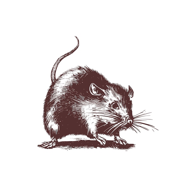 Vecteur illustration vintage d'un rat un dessin oldschool de souris croquis vectoriel d'une vermine