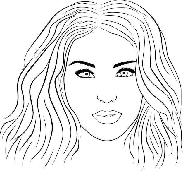 Illustration d'un visage féminin. Graphiques vectoriels. Belle fille en vecteur. Illustration de mode, logo