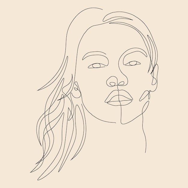 Vecteur illustration de visage de femme dessin au trait minimaliste dessinée à la main