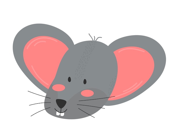 Illustration De Visage De Souris Domestique Isolée Sur Fond Blanc