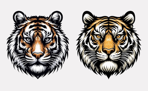 Illustration D'un Visage De Tigre Sur Un Fond Blanc