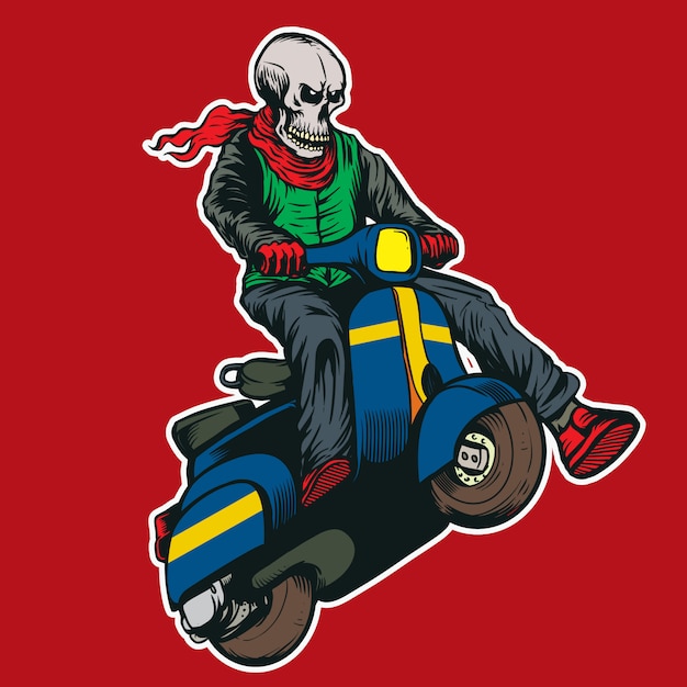 Illustration De Vitesse De Course De Scooter De Crâne