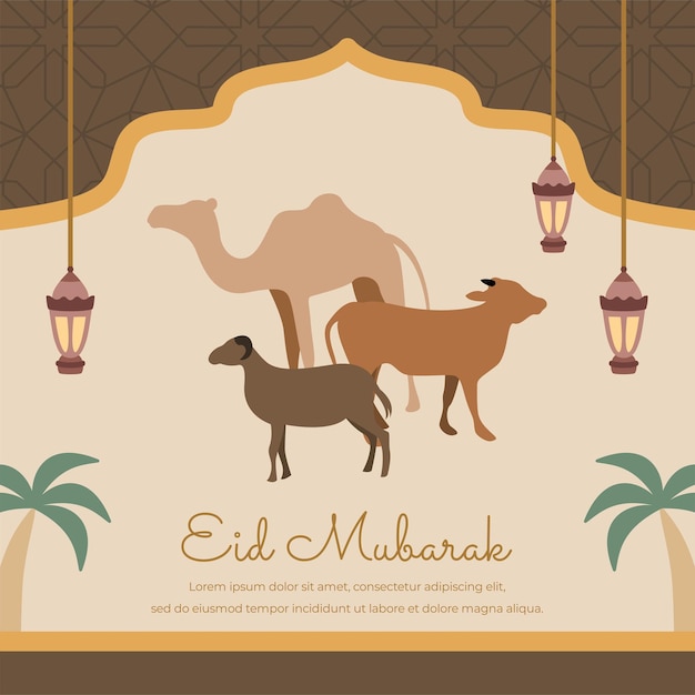 Illustration De Voeux Affiche Eid Al Adha Dessinée à La Main