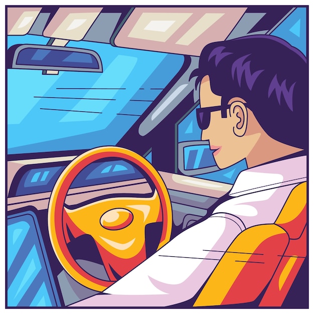 Vecteur illustration de voiture autonome dessinée à la main