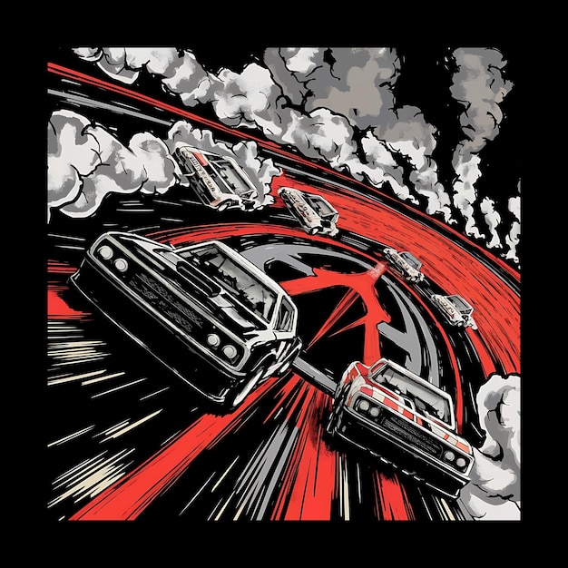 Vecteur illustration de voiture de course dessin de t-shirt