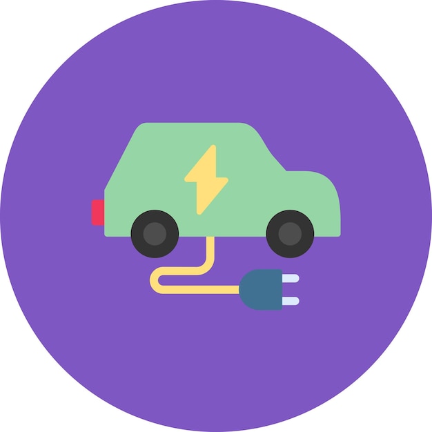 Vecteur illustration d'une voiture électrique plate