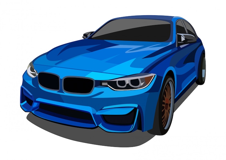 Vecteur illustration de voiture élégante bleue