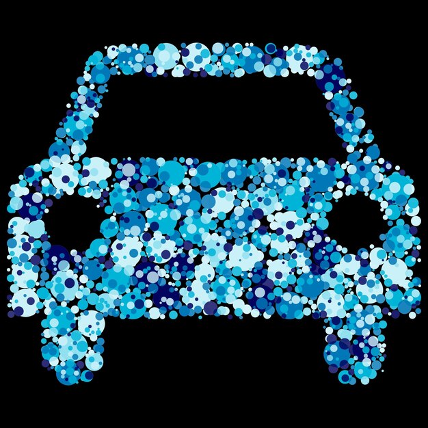 Illustration De Voiture En Mosaïque à Points Bleus Avec Des Cercles Hybrides écologiques