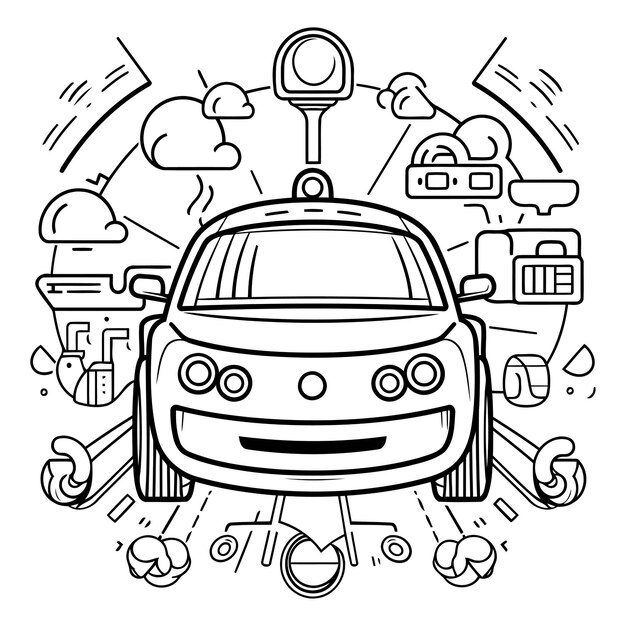 Illustration d'une voiture sur la route