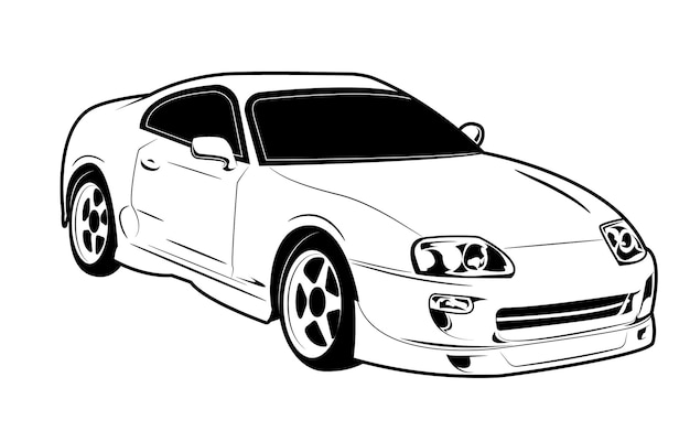 Vecteur illustration de voiture de sport noir et blanc