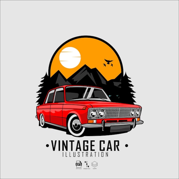 Illustration De Voiture Vintage Rouge