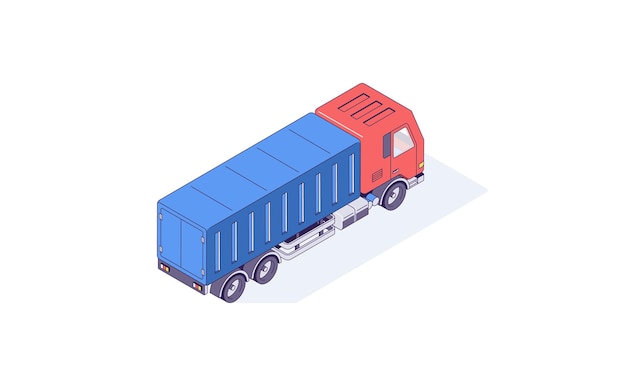 Illustration de voitures et véhicules automobiles de transport de fret de camion isométrique