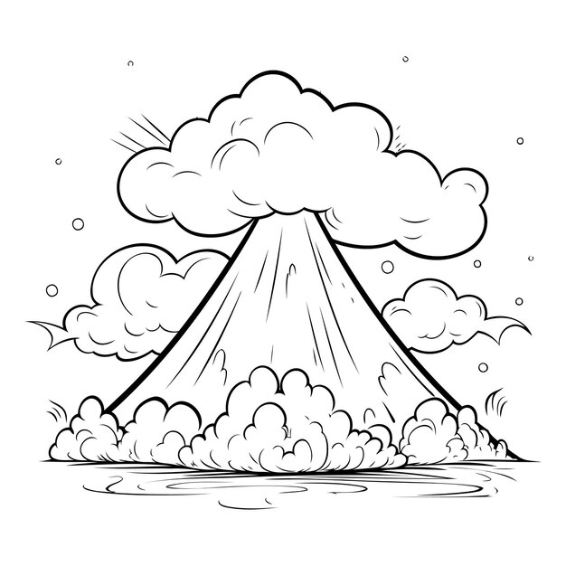 Vecteur illustration d'un volcan de dessin animé sur un fond blanc