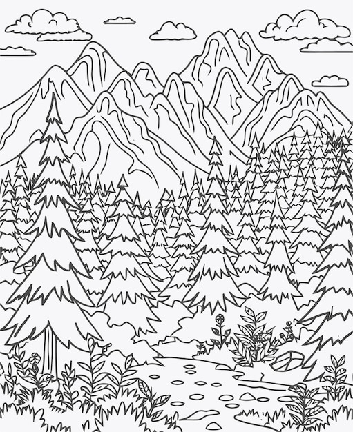 Vecteur illustration d'une vue sur une montagne