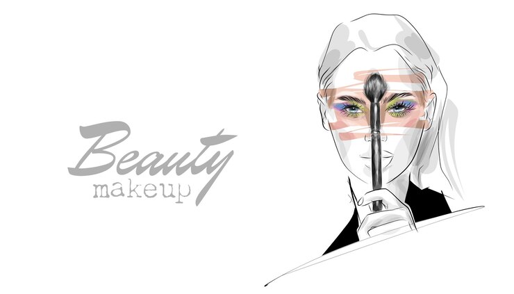 Vecteur illustration avec les yeux, les cils et les sourcils de la femme. look de maquillage sexy réaliste. logo pour le front
