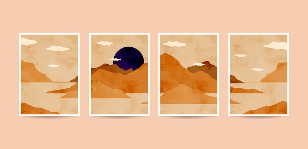 Illustrations abstraites minimalistes esthétiques modernes.