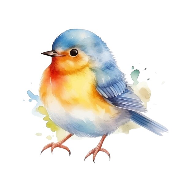 Vecteur illustrations à l'aquarelle oiseau sur un fond blanc