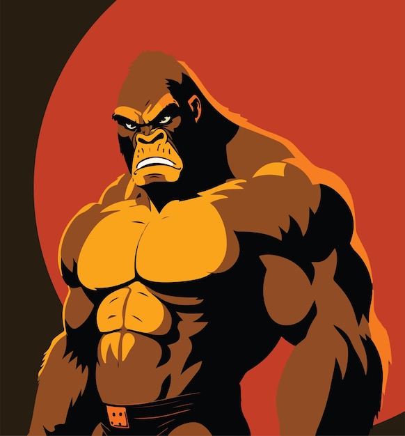 Illustrations d'art vectoriel d'un visage de gorille en colère