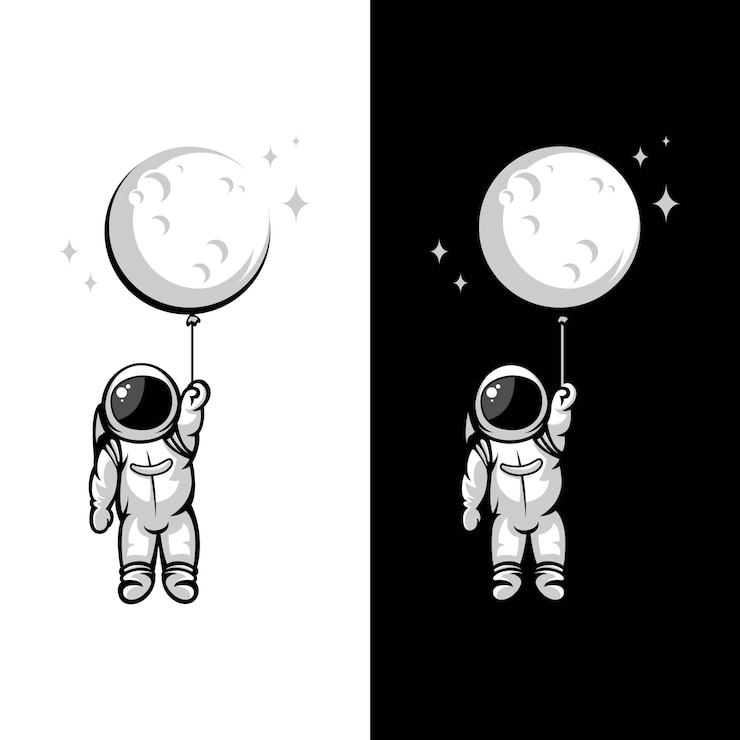 Vecteur illustrations de ballon de lune astronaute