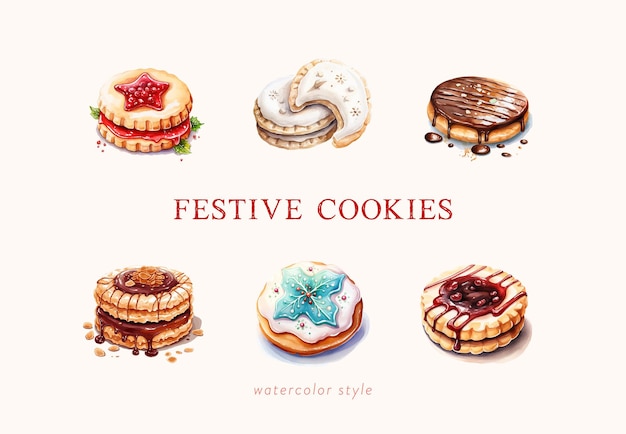 Vecteur des illustrations de biscuits de fête
