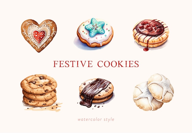 Vecteur des illustrations de biscuits de fête