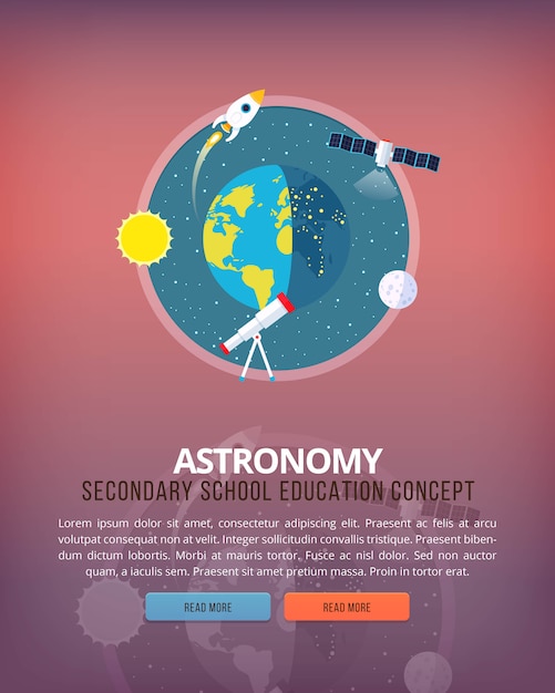 Illustrations De Concept D'éducation Et De Science. Science De La Terre Et De La Structure De La Planète. Astronomie Connaissance Des Phénomènes Atmosphériques. Bannière.