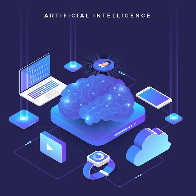 Illustrations concept intelligence artificielle AI