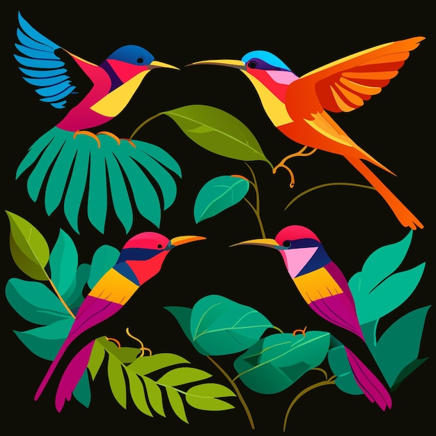 Vecteur illustrations conceptuelles d’oiseaux exotiques