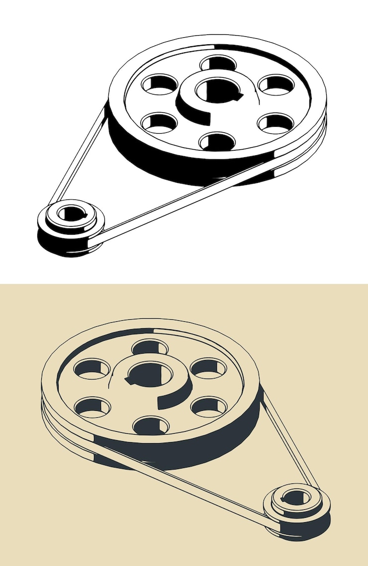 Vecteur illustrations de courroies et de poulies
