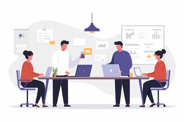 Illustrations créatives de collaboration d'affaires pour un usage professionnel