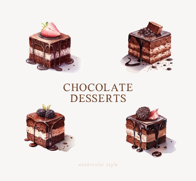 Vecteur illustrations de desserts au chocolat