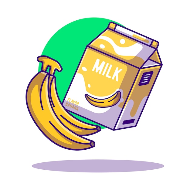 Illustrations De Dessin Animé De Boîte De Banane Et De Lait Pour La Journée Mondiale Du Lait