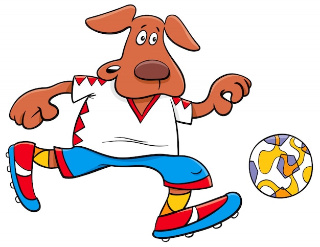 Vecteur illustrations de dessin animé de football de chien