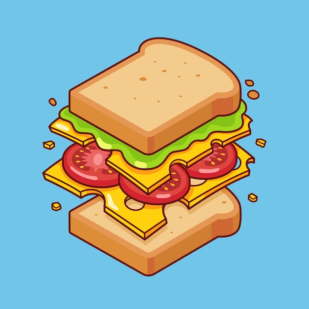 Illustrations de dessin animé de vecteur de Fast-Food sandwich