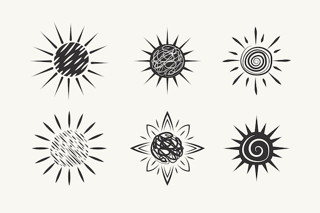 Vecteur illustrations de dessin de soleil dessinés à la main doodle