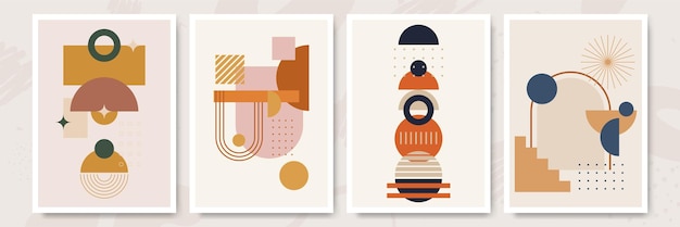 Illustrations esthétiques abstraites minimalistes modernes avec des formes géométriques Décoration murale contemporaine Collection d'affiches artistiques créatives
