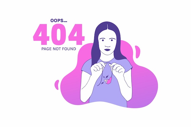 Illustrations D'une Femme Tenant Des Prises Internet Par Câble Pour La Page De Destination Du Concept De Conception D'erreur Oops 404