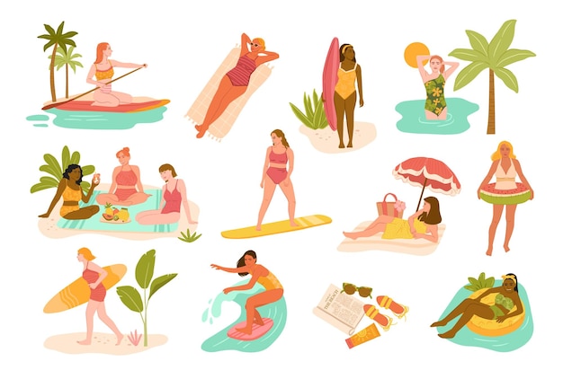 Illustrations de femmes d'été