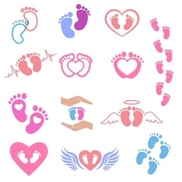 Vecteur illustrations de formes d'empreintes de bébé vectorel