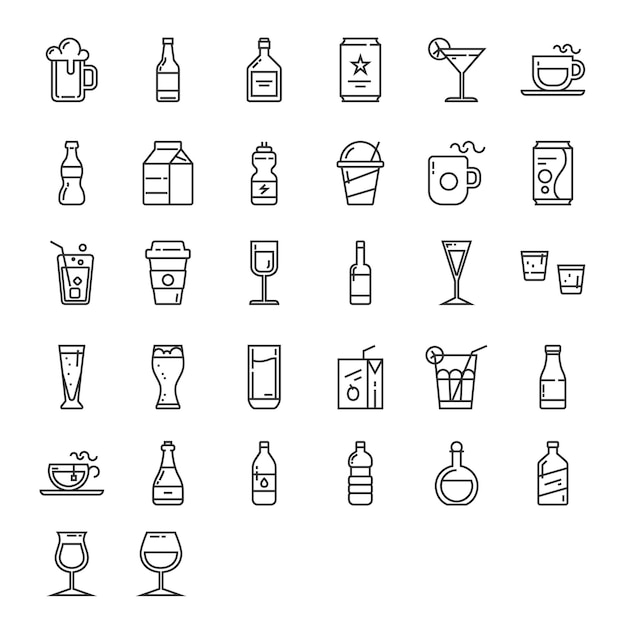 Illustrations graphiques de l'ensemble vectoriel du contour de la boisson