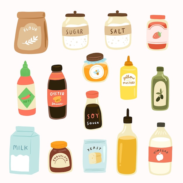 Illustrations D'ingrédients De Base Pour La Cuisine