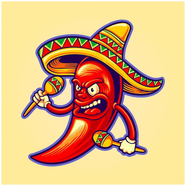 Illustrations De Logo De Jeu De Piment Mexicain Cinco De Mayo En Colère