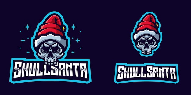 Illustrations De Logo De Mascotte De Crâne De Père Noël De Noël