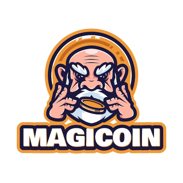 Vecteur illustrations de mascotte de logo crypto magique