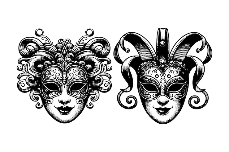 Vecteur illustrations de masques de mascarade de luxe parfaites pour les événements et le décor