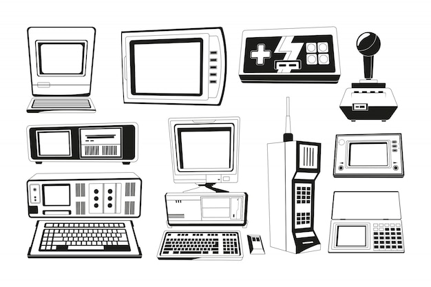 Illustrations Monochromes De Gadgets De Techniciens
