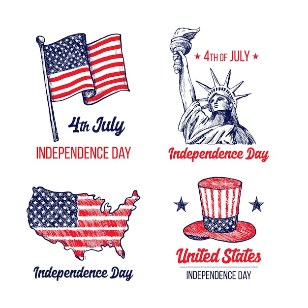 Illustrations patriotiques du 4 juillet, jour de l'indépendance